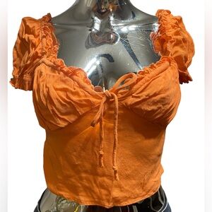 Orange Ruffled Women's Blouse
